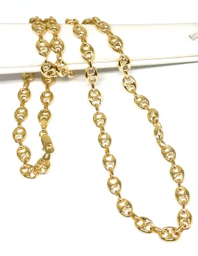 10k Solid Gold Mariner PUFF LINK Chain 18-24 inches 6.5MM (Semi-Hollow Style)
