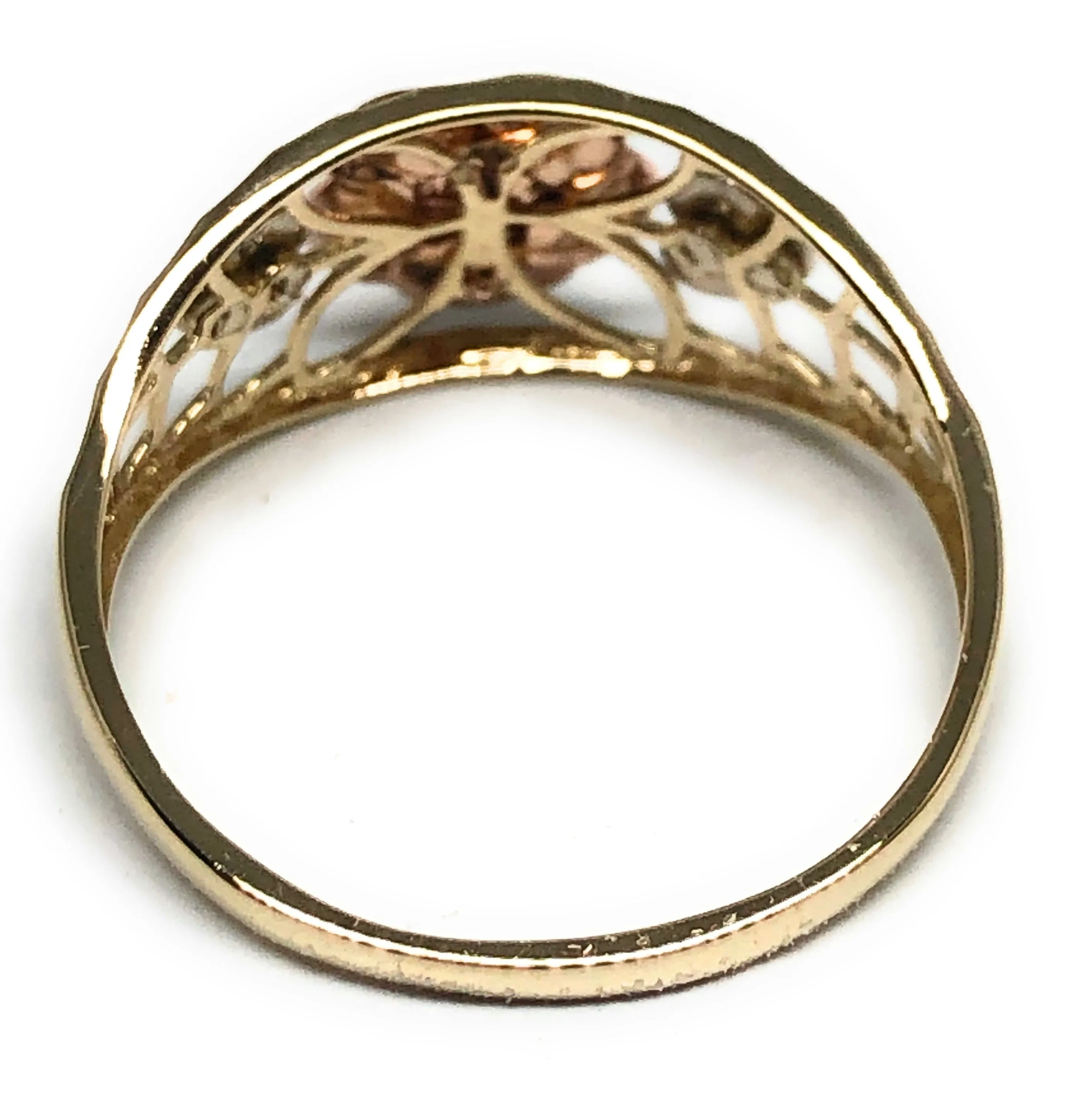 10k Solid Gold Tri-Color Gold Flower Ring (FC 46)