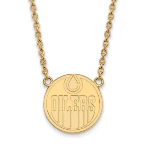 10k Yellow Gold NHL Edmonton Oilers Large Necklace, 18 Inch