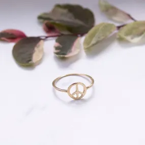 14K Yellow Gold Peace Sign Ring