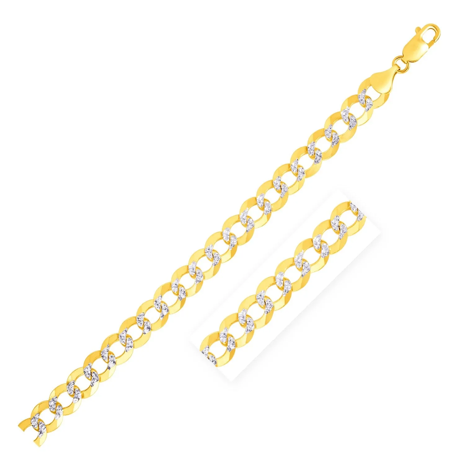 7.0 mm 14k Two Tone Gold Pave Curb Chain-rx35944-26