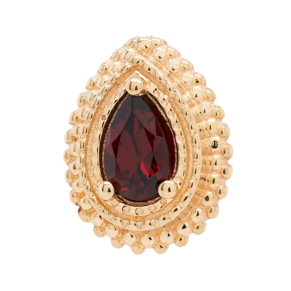 Afghan Pear Threaded End in Gold with Garnet