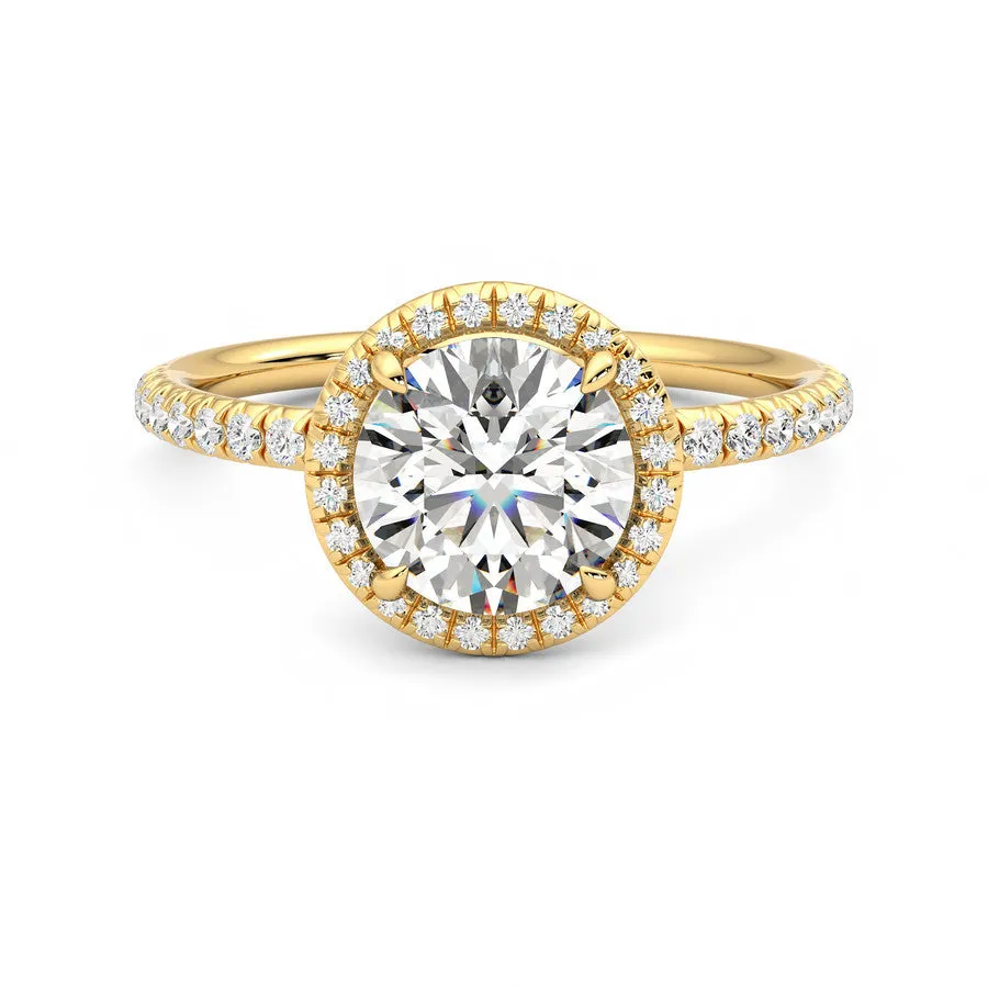 Anillo Brilliant Halo Pavé Diamante y Oro 18k
