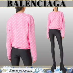 BALENCIAGA  |Crew Neck Casual Style Wool Street Style Long Sleeves Cotton