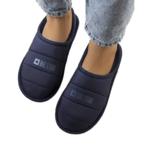 Big Star Women's navy blue insulated slippers KK274602