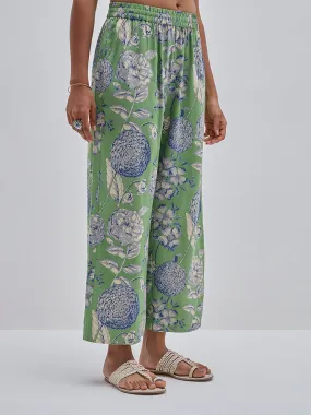 Buy Utsa Green Floral Design High-Rise Ethnic Pants from Westside