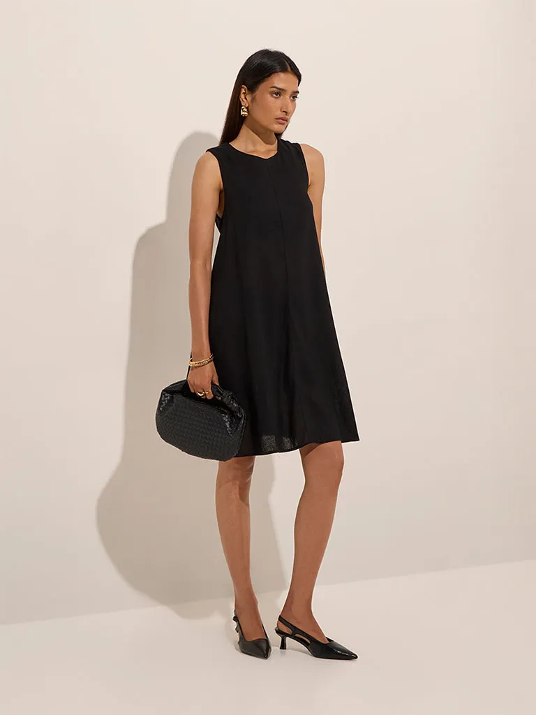 Buy Wardrobe Black Solid A-Line Dress from Westside
