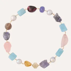 Caspian Aqua, Rose Quartz, & Tanzanite Necklace