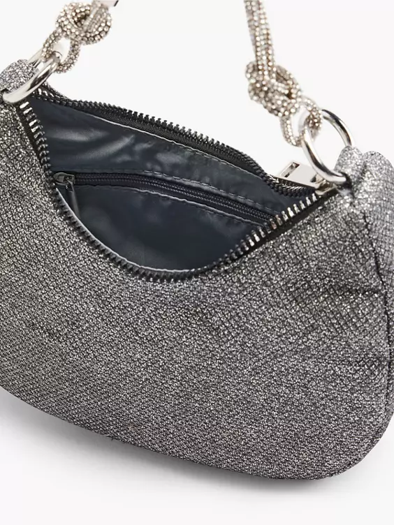 Catwalk  Black Glittery Handbag with Diamante Strap