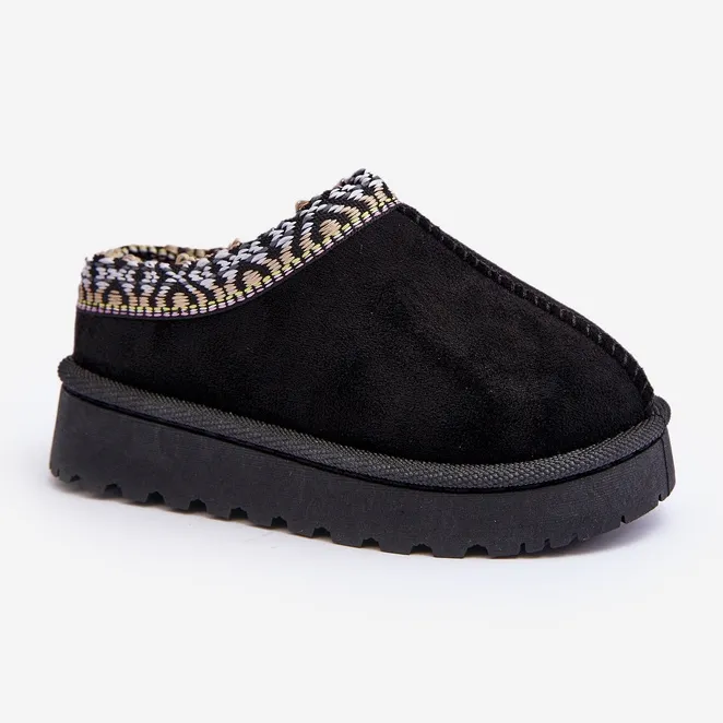 Children's Insulated Slippers Black Olivane