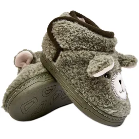 Children's Insulated Slippers With Teddy Bear, Green Eberra