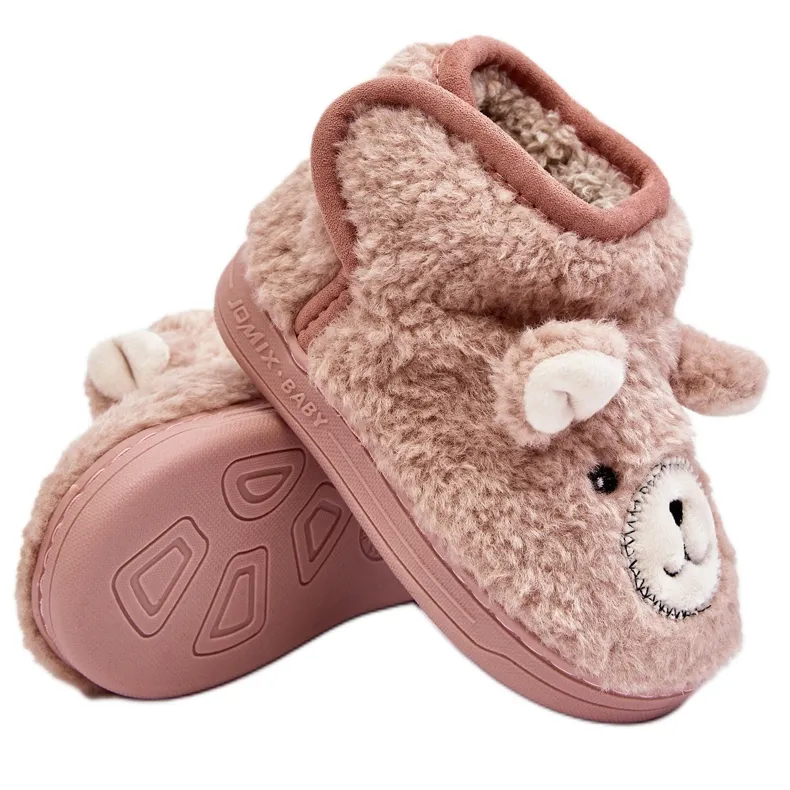 Children's Insulated Slippers With Teddy Bear, Pink Eberra