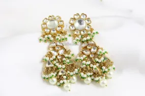 Clear Pachi Kundan 3 Tier Earrings