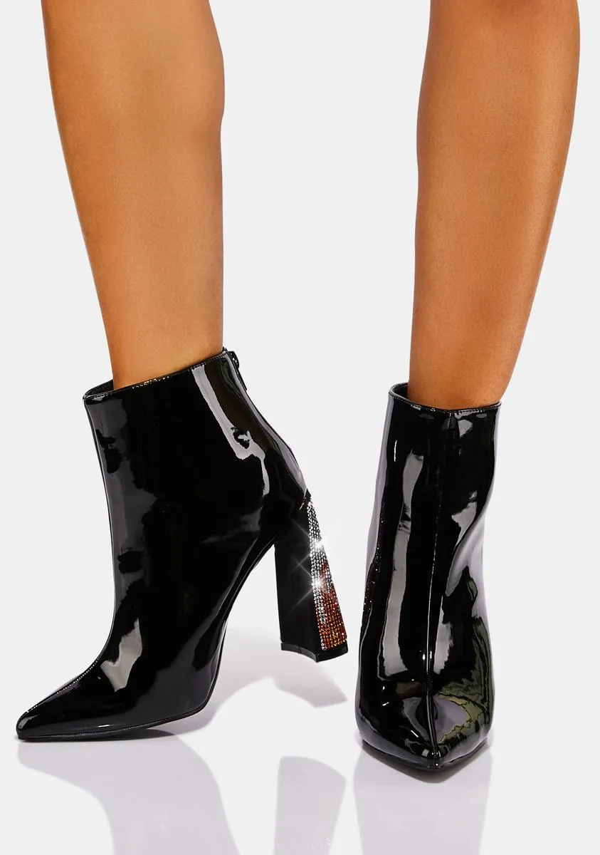 Excited Enough Patent Ankle Boots-