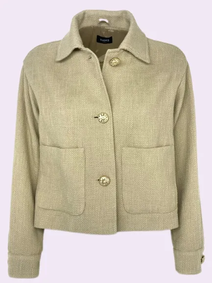 GIACCA CORTA DONNA BEIGE CON BOTTONI