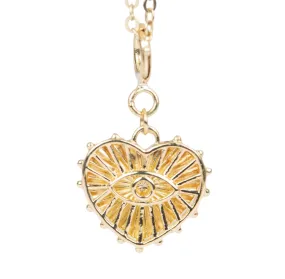 Heart-Shaped Evil Eye Pendant Charm 18K Gold R4405