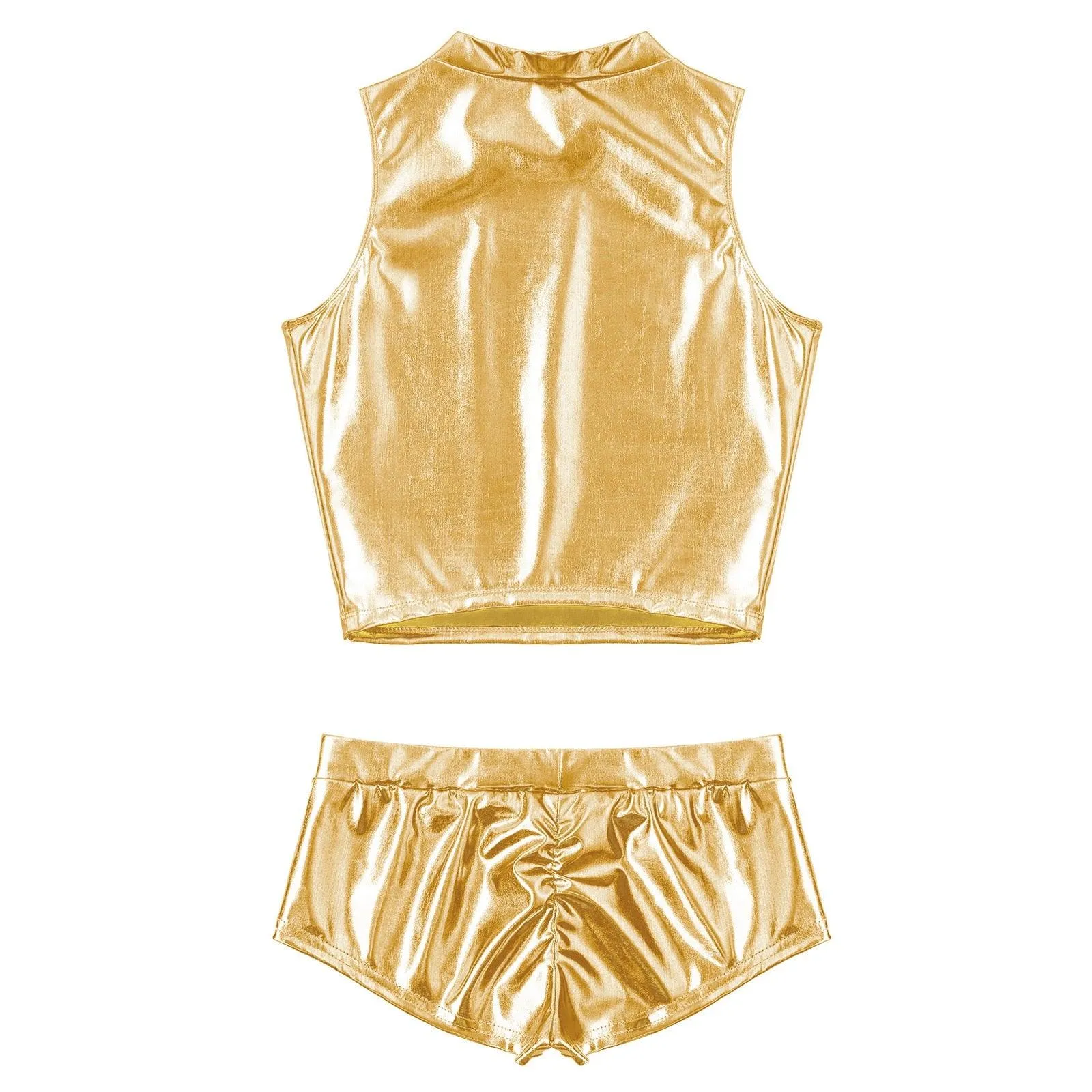 High Waist Faux Leather Shorts Elastic Push up PU Hot Pants With Crop Top