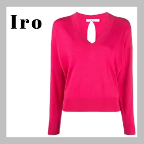 IRO  |Casual Style Wool V-Neck Long Sleeves Plain Elegant Style