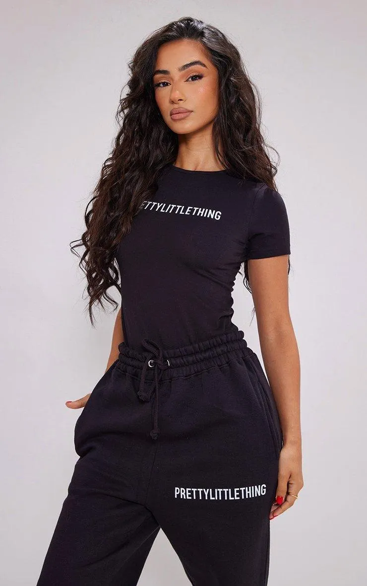 Joggers | Petite Black High Waist Cuffed Joggers | PrettyLittleThing