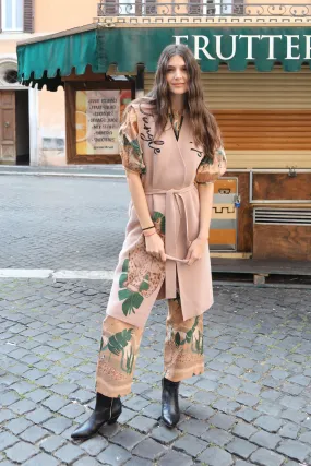 Las Surenas Long Wool Vest in Jungle d' Amour