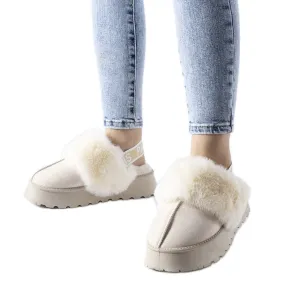 Light beige insulated slippers with elastic band from Sangro