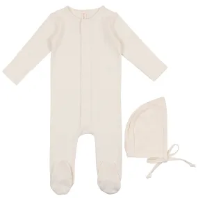 Lilette Vanilla Dotted Pointelle Stretchie and Bonnet