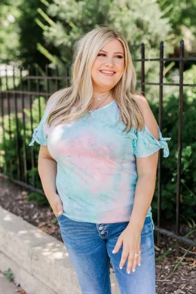 Look On The Bright Side Tie Dye Top- Light Blue, Pink, & Purple