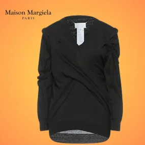 Maison Margiela  |Casual Style Wool V-Neck Long Sleeves Plain Office Style