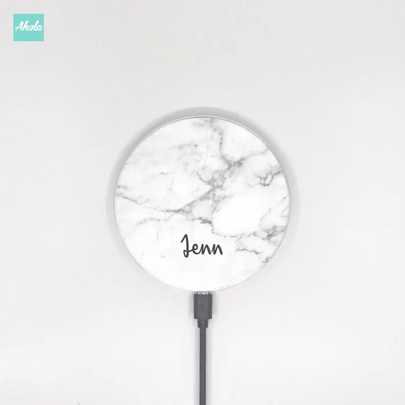 【Marble】15W Ultra thin FastWireless Charger Pad 雲石紋名字無線差電板