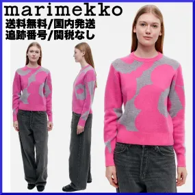 marimekko  |Crew Neck Flower Patterns Casual Style Wool Nylon Rib