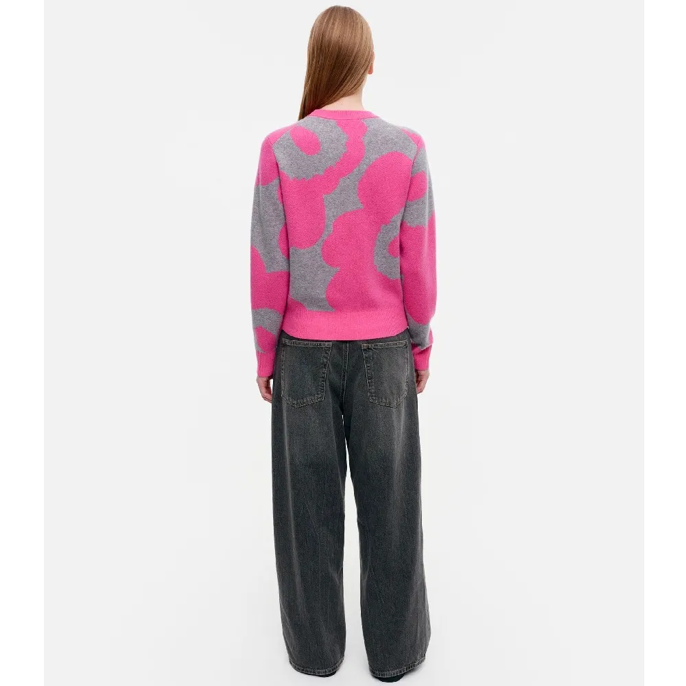 marimekko  |Crew Neck Flower Patterns Casual Style Wool Nylon Rib