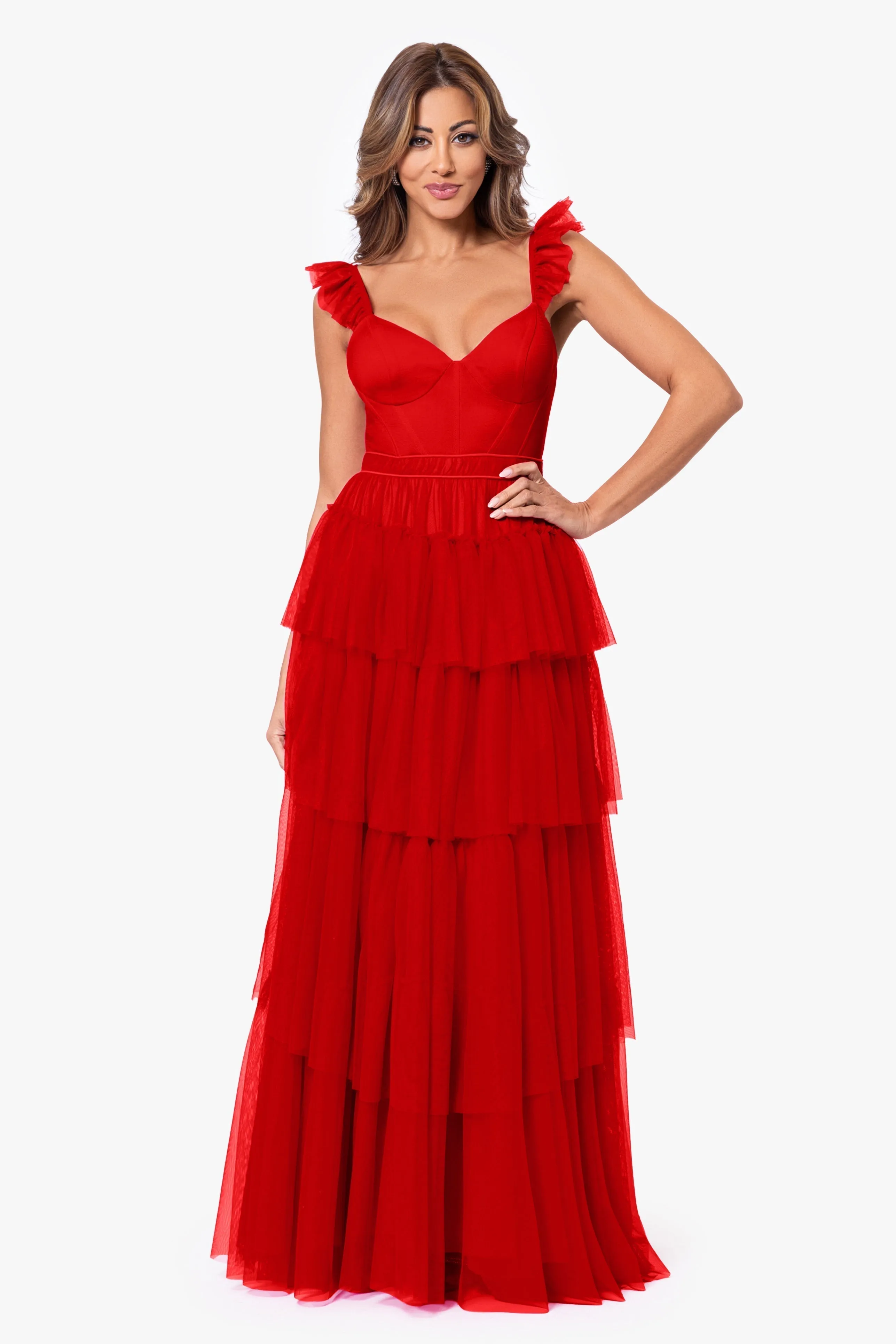 Mina Tiered Mesh Ballgown