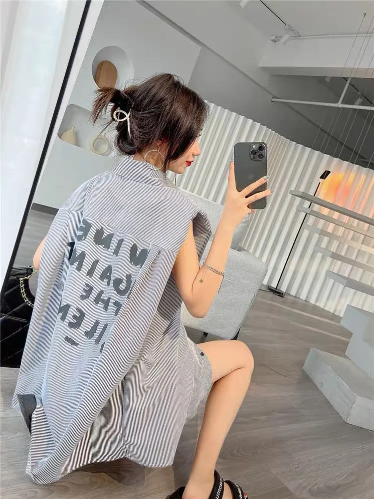 Mrs. Shao's fashionable sleeveless shirt and shorts two-piece set for women summer wear 2023 new loose casual Internet celebrity