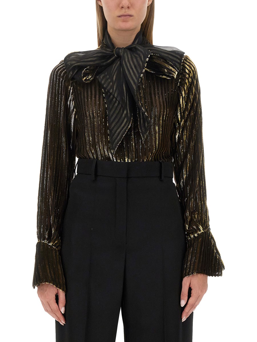 NINA RICCI      BLUSA IN VELLUTO A RIGHE