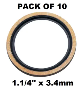 PACK OF 10 - 1.1/4 BSP Self Centering Bonded Seal - [HP-BS114]