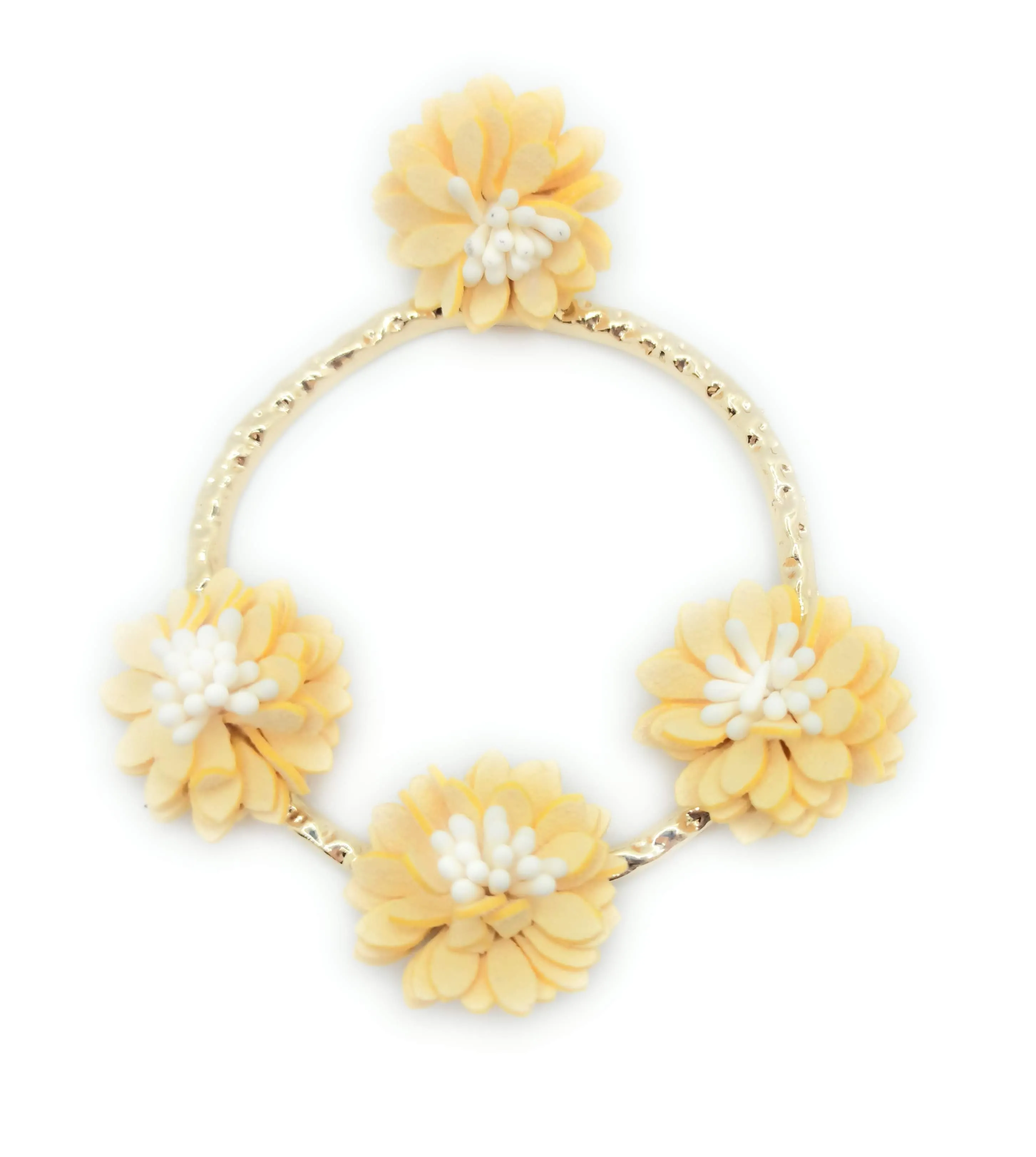 Pendientes flamenca dorado · Aro Flores Marfil Blanco
