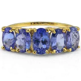 PERFECT 2.20 CT GENUINE TANZANITE 10K SOLID YELLOW GOLD RING