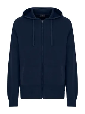 Pull con zip e cappuccio in filato Nice Wool - Bleu