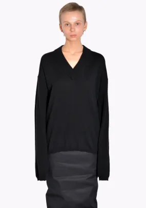 RICK OWENS  |Wool V-Neck Long Sleeves Plain Medium Elegant Style