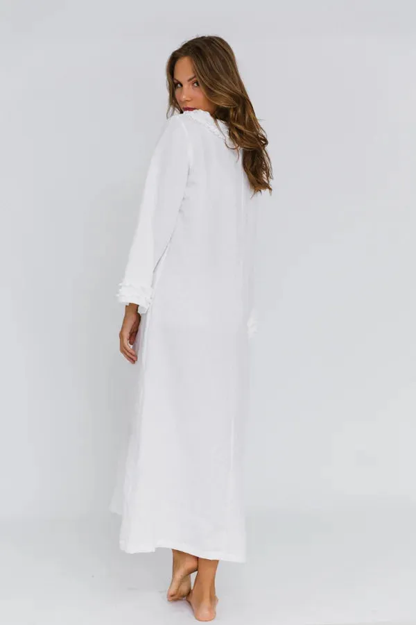 Robe de nuit longue en lin vieux rose - Bia
