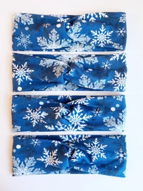 Royal Blue Snowflakes Headband - On Hand