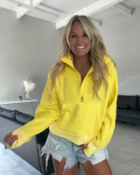 SALTY WAVE AVA HALF ZIP SWEATSHIRT | BRIGHT YELLOW