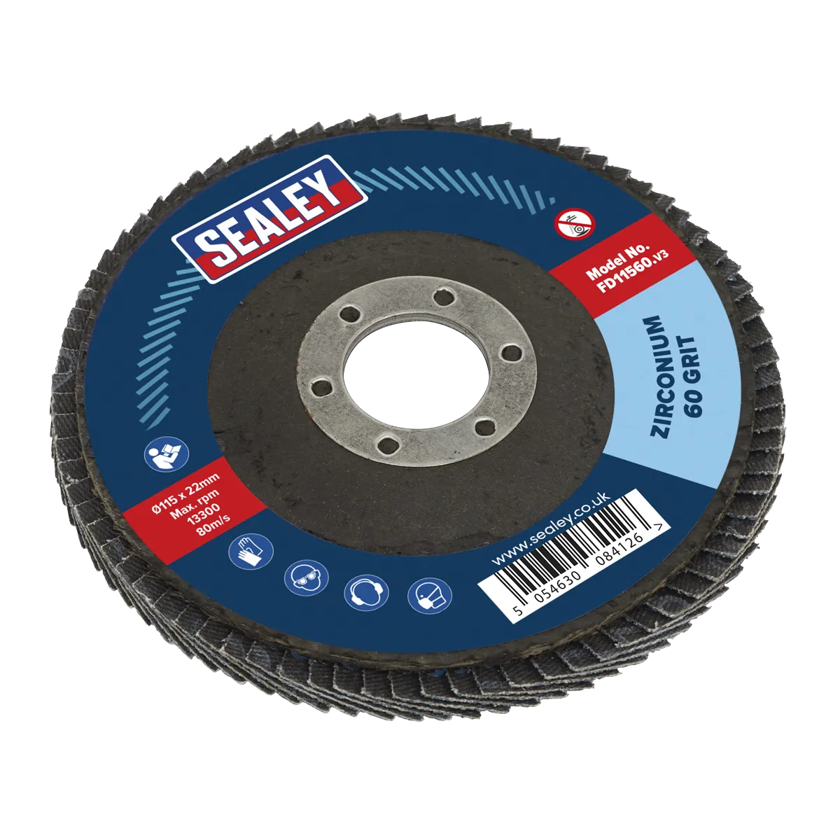 Sealey FD11560 115mm Zirconium Flap Disc 60Grit 22mm Bore