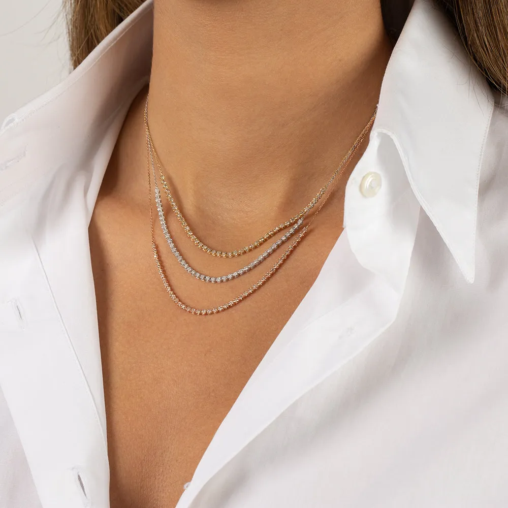 Thin Half Tennis Necklace | 0.50 Carat Diamond | 14K Gold