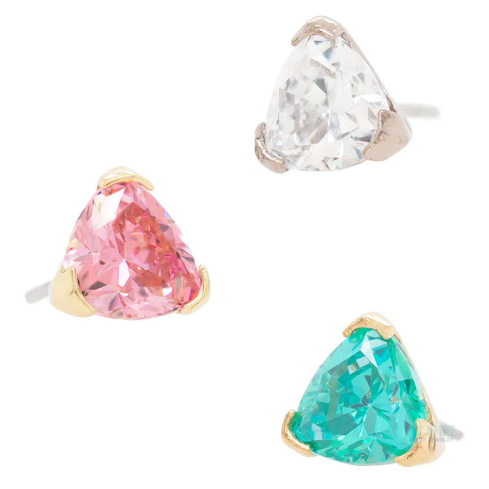 threadless: Trillion End in Gold with Brilliant-Cut Gem