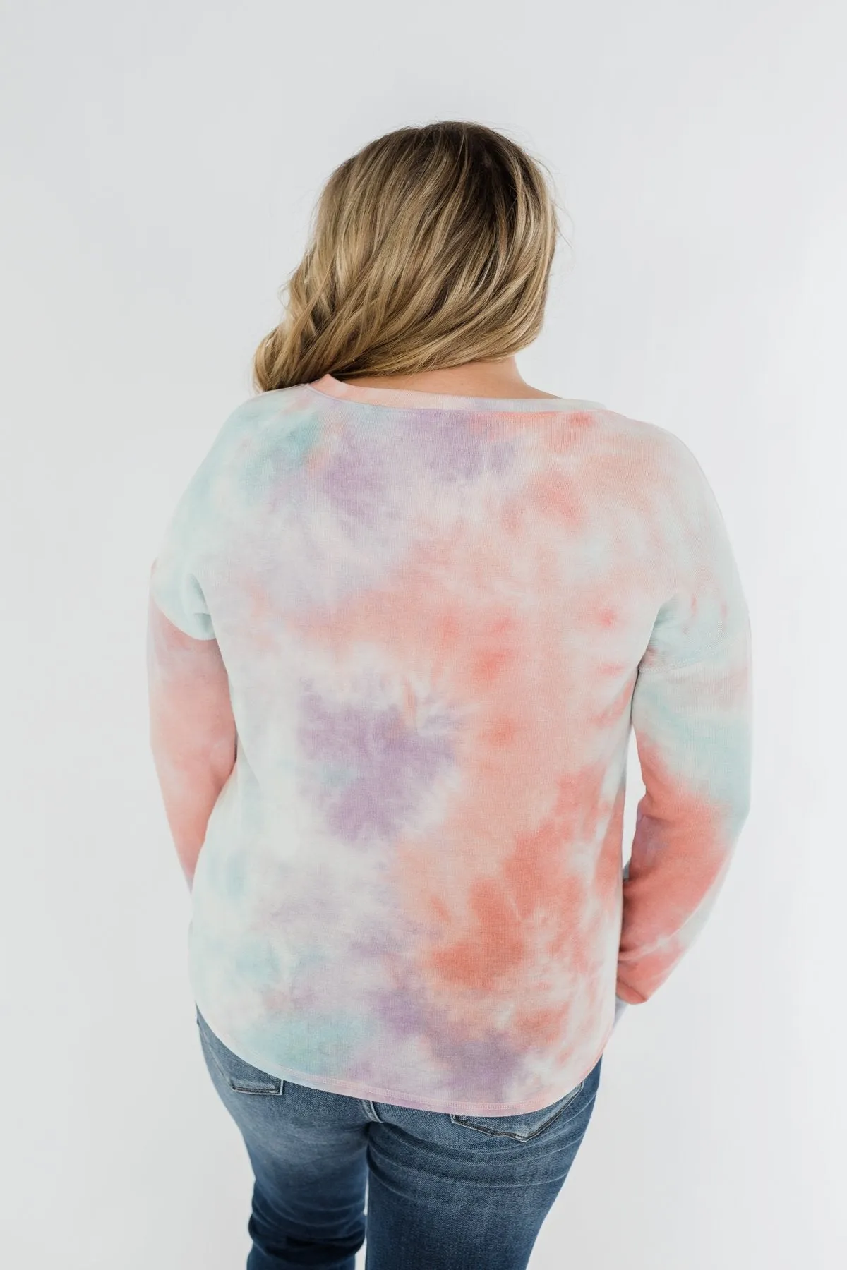 Tie Dye Lounge Pullover Top- Coral, Purple, & Blue