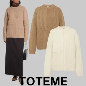 TOTEME  |Crew Neck Casual Style Wool Plain Elegant Style