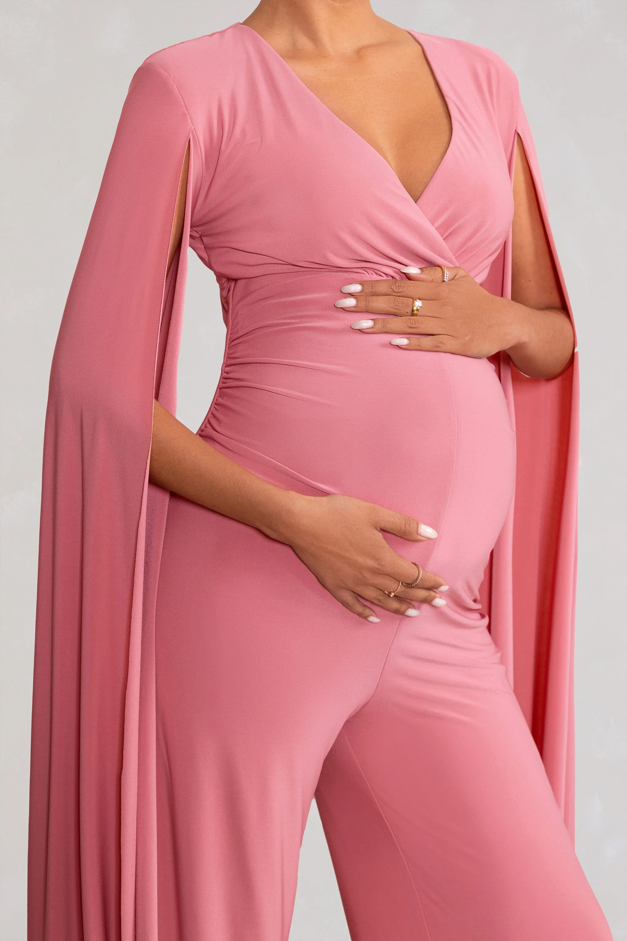 Triumph | Blush Plunge Neck Maternity Jumpsuit with Cape Sleeves