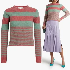 Victoria Beckham  |Stripes Casual Style Wool Street Style U-Neck Bi-color