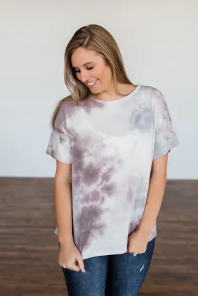 Whatever You Say Tie Dye Top- Plum & Grey